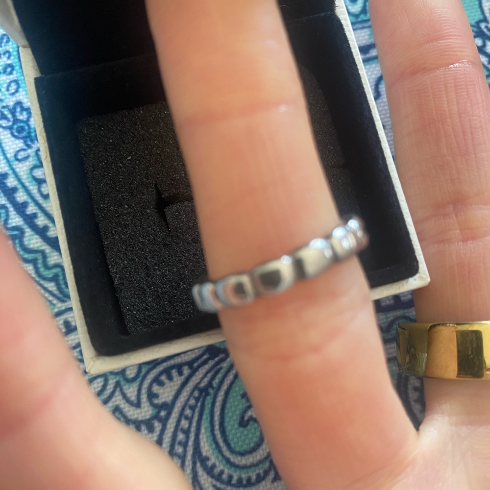 Pandora Black Bubble Stackable Ring Sterling Silv… - image 3